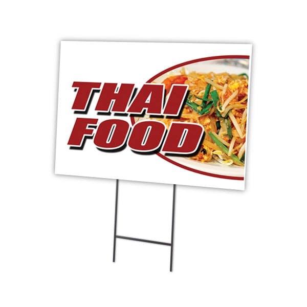 Signmission Thai Food Yard Sign & Stake outdoor plastic coroplast window, C-1216 Thai Food C-1216 Thai Food - main